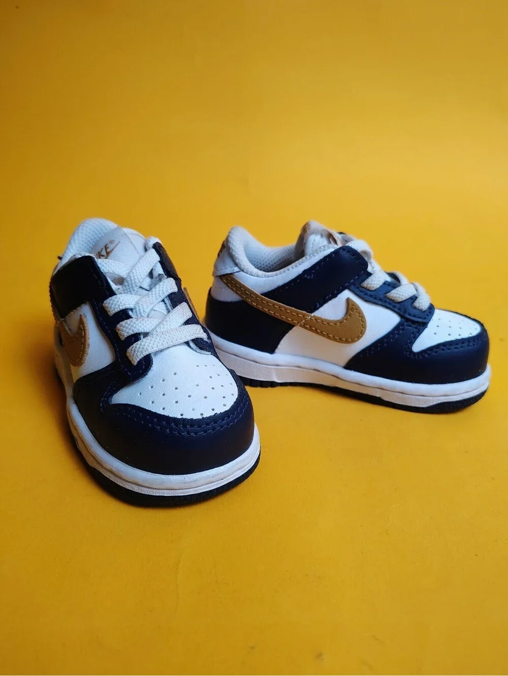 Nike Dunk Low TD Midnight Navy Wheat Toddler Size 5C Shoes FB9107-111 Blue White
